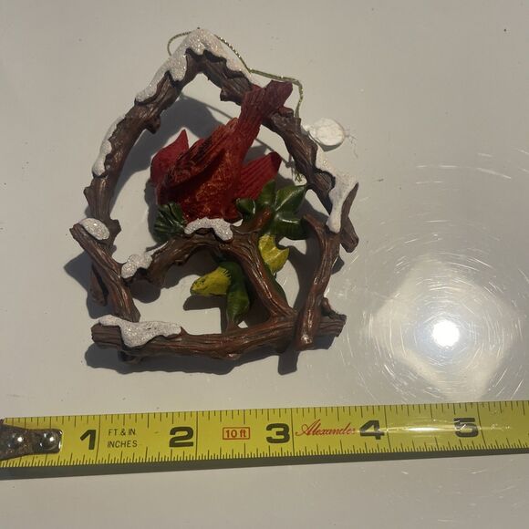 Vintage Cardinal in a  Holly Berries Christmas Ornament ... - Picture 7 of 7